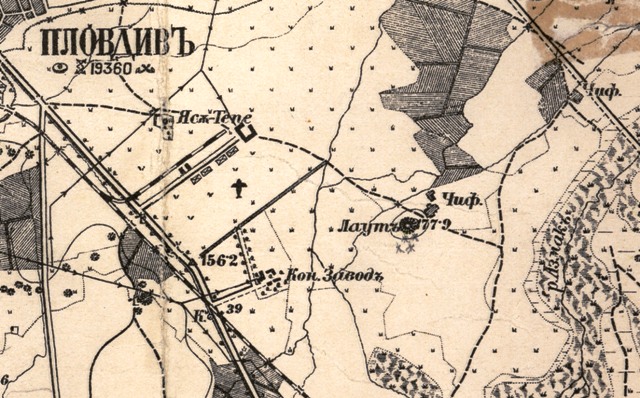 Мястото но Лаут тепе според българска карта от 20-те години на ХХ век