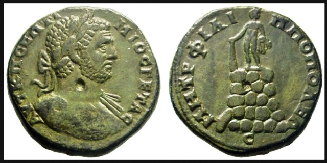 Изображение на Бунарджика върху монета, сечена по времето на император Гета (209 – 211)